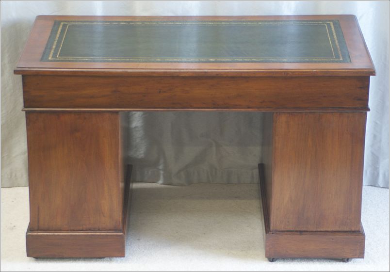 2071 Small Antique Walnut Pedestal Desk - Rear
